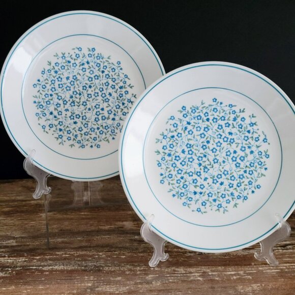 Vintage Corelle Blue Heather DINNER Plate Set, Cottagecore Glass Dishes USA Made - Picture 1 of 9
